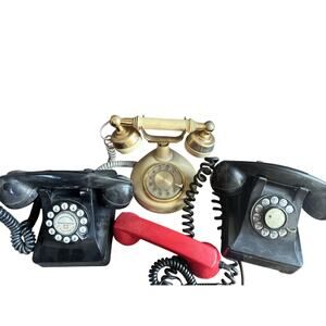 Lot of 3 Vintage Art Deco Telephones – Bakelite & Rotary Dial – Retro Phones
